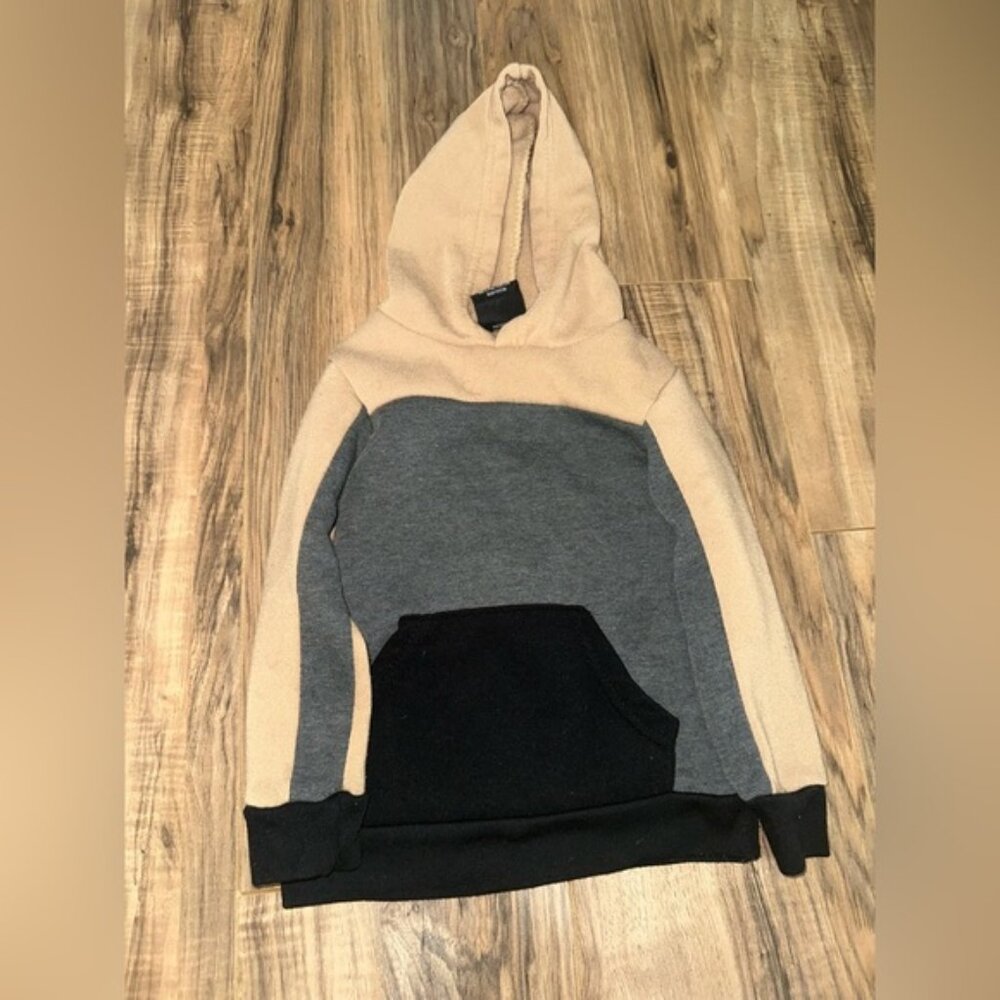 Kids Colorblock Hoodie - Beige, Gray, and Black